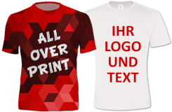 Individuelle All-Over-Print Laufshirts mit Ihrem Firmen-Logo und Text